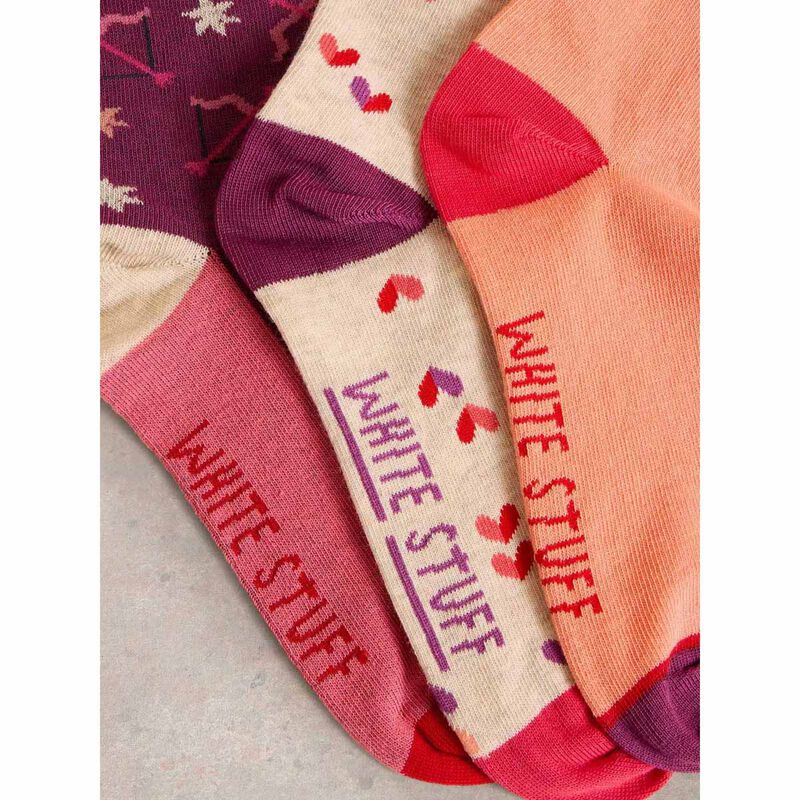 White Stuff 3Pk I Heart You Ankle Socks image number 1